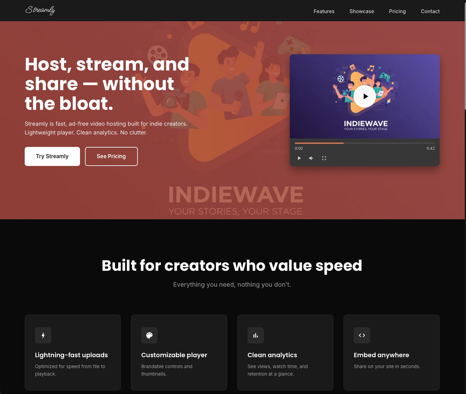 Video Hosting Landing Page
